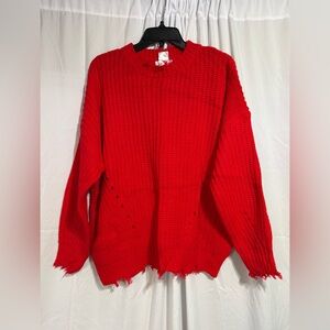 Vibrant Red Women's Crew Neck Sweater Sz S (6QW)
